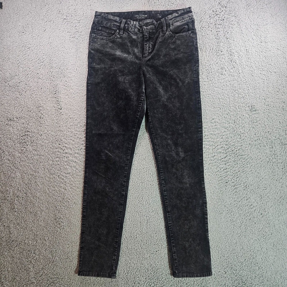 Lucky Brand Pants Women Size 8/29 Inseam 28" Velvet Velour Brooke Legging Black